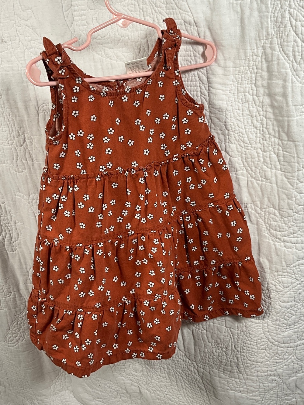 Girls' Rust Floral Tiered Casual Dress